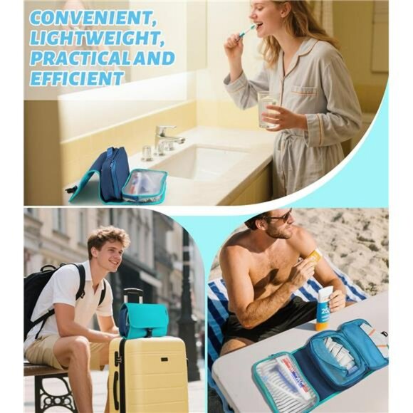 Large hanging travel toiletry bag foldable waterproof organizer makeup storage c - Picture 7 of 8